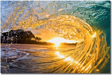 "Sunrise Barrel" morning light wave from Big Beach in Maui Hawaii Sunrise Barrel